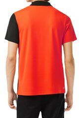 Поло теннисное Lacoste Regular Fit Recycled Knit Tennis Polo Shirt - black/orange/white