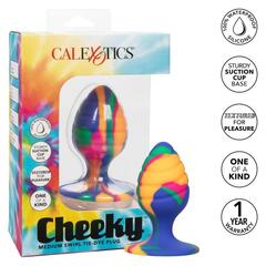 Яркая анальная пробка Cheeky Medium Swirl Tie-Dye Plug - 7,5 см. - 