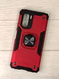 Противоударный чехол Strong Armour Case с кольцом для Xiaomi Poco F3, Mi 11i (Красный)