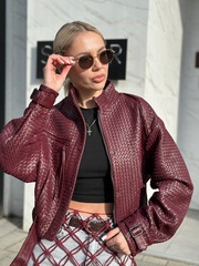 Бомбер «бургунди» из плетеной кожи 6