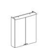 Зеркальный шкаф Geberit Option Basic с подсветкой, две двери: B=56см, H=67.5см, T=14см, Тип штекера=CEE 7/16, белый / лакированный матовый, с зеркальным покрытием внутри и снаружи