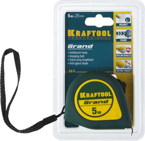 KRAFTOOL Grand 5м х 25мм, Рулетка (34022-05-25)