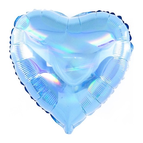 Воздушный шар сердце голубое перламутровое, 45 см