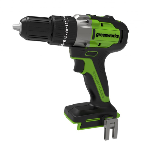 Ударная дрель-шуруповерт Greenworks GD24DD60k2, 24v, 60 Нм, в комплекте АКБ 2 А·ч и ЗУ (аккумуляторная, кейс)
