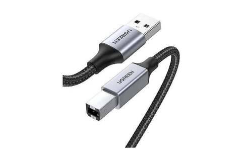 Кабель UGREEN US369 (80803) USB-A to USB-B 2.0 Printer Cable Alu Braid для принтера, 2м