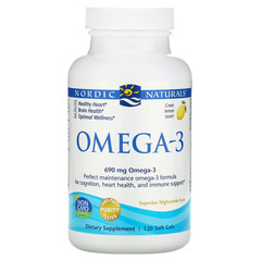 Nordic Naturals, Омега-3, лимон, 690 мг, 120 мягких желатиновых капсул