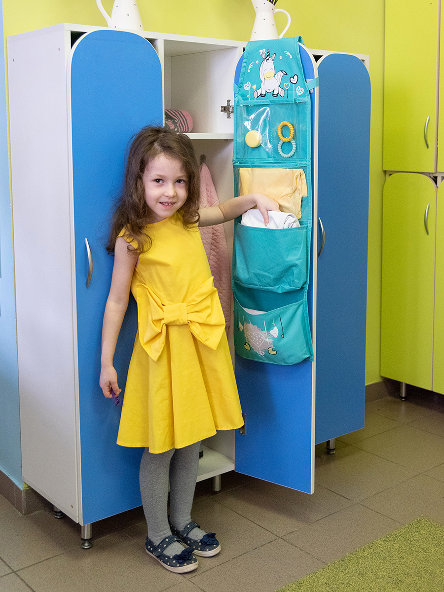 Кармашки в садик для детского шкафчика 83х24 см, Единорог