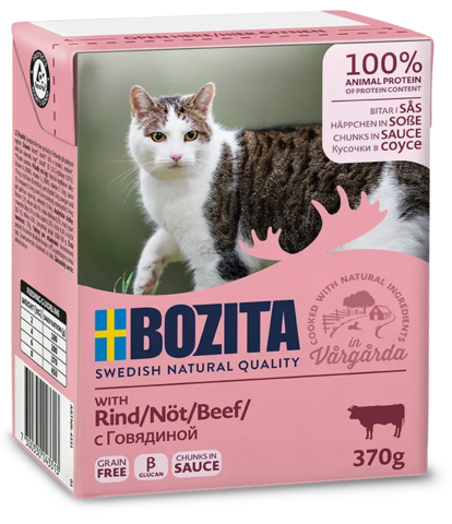 BOZITA Beef Tetra Pak консервы для кошек кусочки в соусе с говядиной 370 г