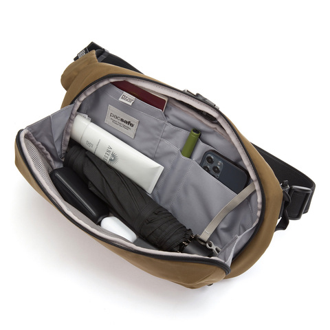 Картинка рюкзак однолямочный Pacsafe Metrosafe X urban sling коричневый - 5