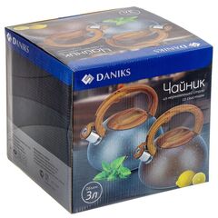 Чайник нерж, 3 л, свист, ручк бакелит, Daniks, корич мр, DSC-8800