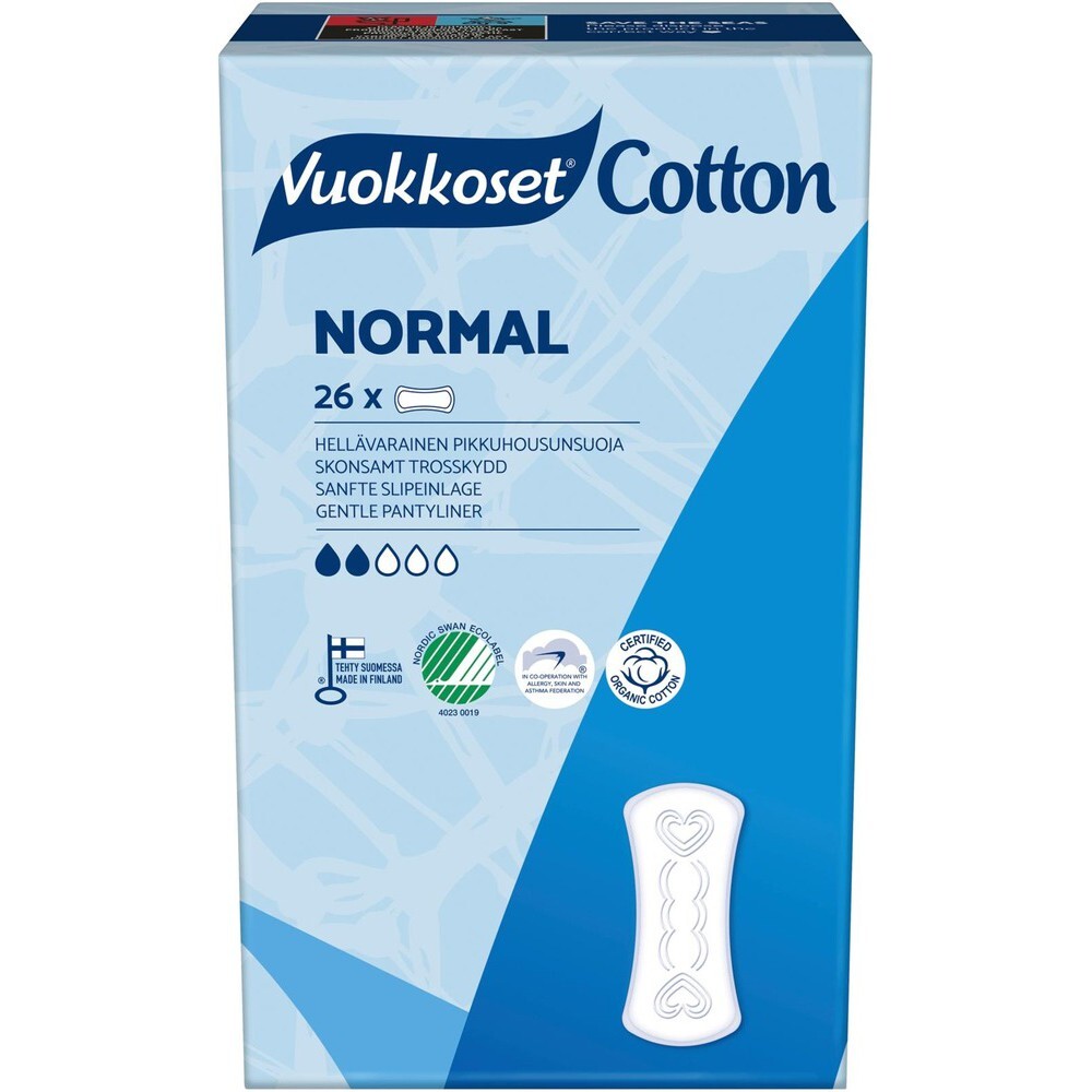 Прокладки Vuokkoset Cotton Normal Pikkuhousunsuoja 26 Kpl – купить за 391 ₽  с доставкой из Финляндии