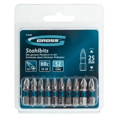 Бита РZ2 х 25, сталь S2, 10 шт. Gross, 11340