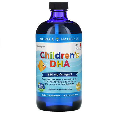 Nordic Naturals, Children's DHA, клубника, для детей в возрасте от 1 года до 6 лет, 530 мг, 473 мл (16 жидких унций)