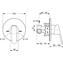 Гигиенический душ со смесителем, встраиваемый, хром Ideal Standard Idealspray B0040AA