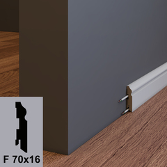 Купить Плинтус напольный MDF эмаль Ofram F 70х16 мм (погонный метр) белый серия Ассоль, Premium