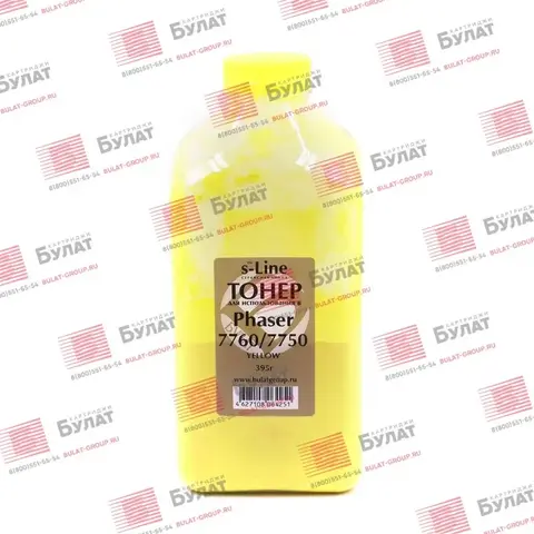 Тонер с девелопером БУЛАТ s-Line Phaser 7760 для Xerox Phaser 7760, Phaser 7750 (Жёлтый, банка 395 г)