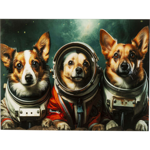 Картина стеклянная Astronauts Dogs 80×60 см