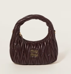 Сумка-хобо Miu Miu Wander matelassé nappa, тёмно-коричневый
