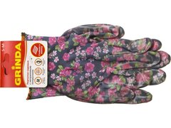 GRINDA S-M, садовые перчатки с прозрачным нитриловым покрытием, чёрные, 13 класс (11297-S)