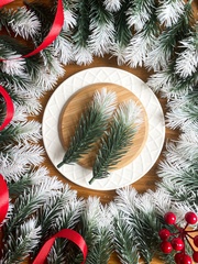 Еловая лапка искусственная, Бело-зеленая, декор зимний, рождественский, 12*3 см, 50 штук