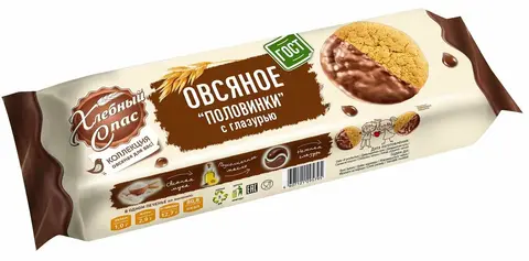 Печ. сдоб. Овсяное Половинки с глазурью 240гр