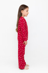 пижама  для девочки  К 1639/темно-алый,горошек