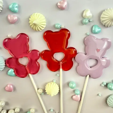 Карамель леденцовая «Мишка (сердечко)» на основе подсластителя изомальт (цвет в ассортименте)