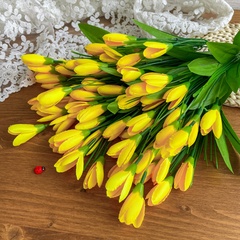 Крокусы-подснежники искусственные, Темно-желтые, набор 3 букета, 33 см, больше 60 бутонов в наборе