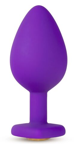 Фиолетовая анальная пробка Bling Plug Large с золотистым стразом - 9,5 см. - Blush Novelties Temptasia BL-95851