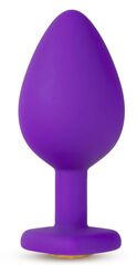 Фиолетовая анальная пробка Bling Plug Large с золотистым стразом - 9,5 см. - 