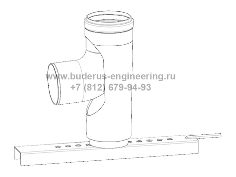 Отвод DN80, 87гр PP с подпоркой и опорным кронштейном часть системы GA для Buderus Арт.87090508