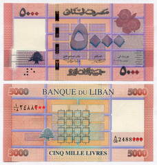 Банкнота Ливан 5000 ливров (фунтов) 2014 год A-08 2488298. UNC