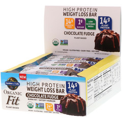 Garden of Life, Organic Fit, высокопротеиновый батончик для похудения, шоколадная помадка, 12 батончиков по 55 г (1,9 унции)