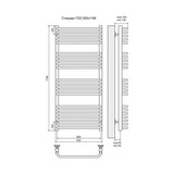 Полотенцесушитель электрический Terminus Стандарт П22 500x1196, ТЭН HT-1 300W, левый/правый