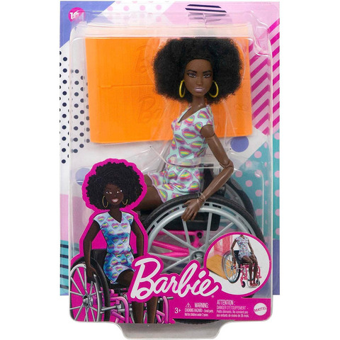 Барби Fashionistas 194 с Инвалидным Креслом Афро-Брюнетка в Комбинезоне с Радужными Сердцами