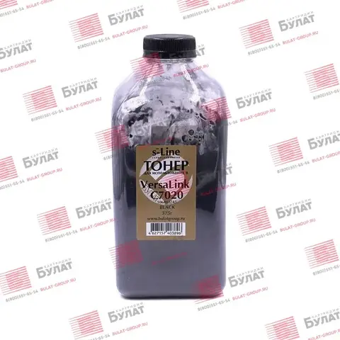 Тонер с девелопером БУЛАТ s-Line VersaLink C7020 для Xerox VersaLink C7020 (Чёрный, банка 375 г)