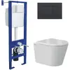 Berges 43385 Комплект : инсталляция АТОМ кнопка черная Soft Touch, унитаз VITA Rimless 49 см, сиденье дюропласт микролифт, быстросъём