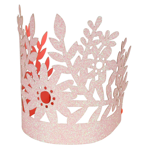 Корона с блестками, розовая (в наборе 8 шт)
