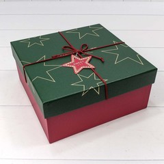 Коробка Звезды, Красный/Темно-зеленый, 24*24*12 см
