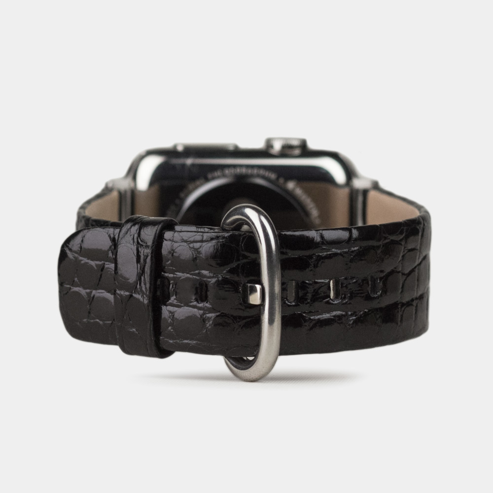 Ремешок кожаный для Apple Watch 40/41mm Classic цвета черный лак