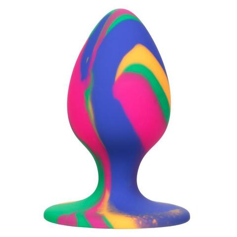 Яркая анальная пробка Cheeky Medium Tie-Dye Plug - 7,5 см. - California Exotic Novelties Cheeky SE-0439-05-3