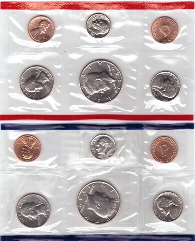 Годовой набор монет США 1989 год (5 монет + жетон - D; 5 монет + жетон - P) в родном конверте. Медно-никель, медь