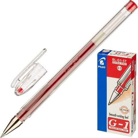 Ручка гелевая Pilot BL-G1-5T красная (толщина линии 0.3 мм)