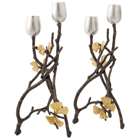 Набор подсвечников 2шт 34см Michael Aram Бабочки гинкго