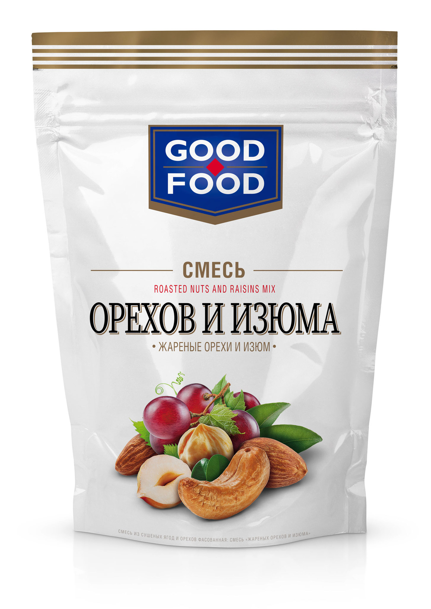 GOOD FOOD Смесь жареных орехов и изюма 130 г - купить в интернет-магазине  shopgf.ru