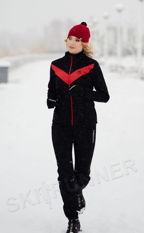 Утеплённый лыжный костюм Nordski Base Black-Red 2021 женский