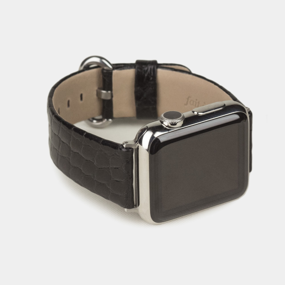 Ремешок для Apple Watch 40/41mm Classic из кожи аллигатора цвета черный лак