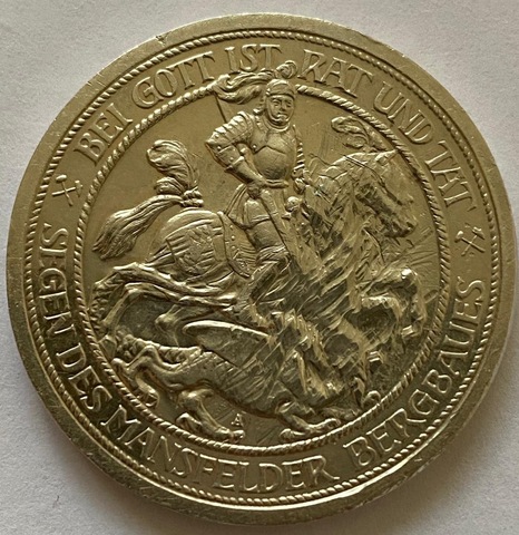 Германская империя 3 марки, 1915 100 лет присоединению Мансфельда