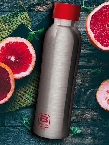 Термос Bugatti B Bottle Twin steel with red lid steel BBT-SS350I3