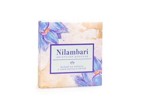 Шоколад белый с чаем матча и мятой Nilambari, 65г